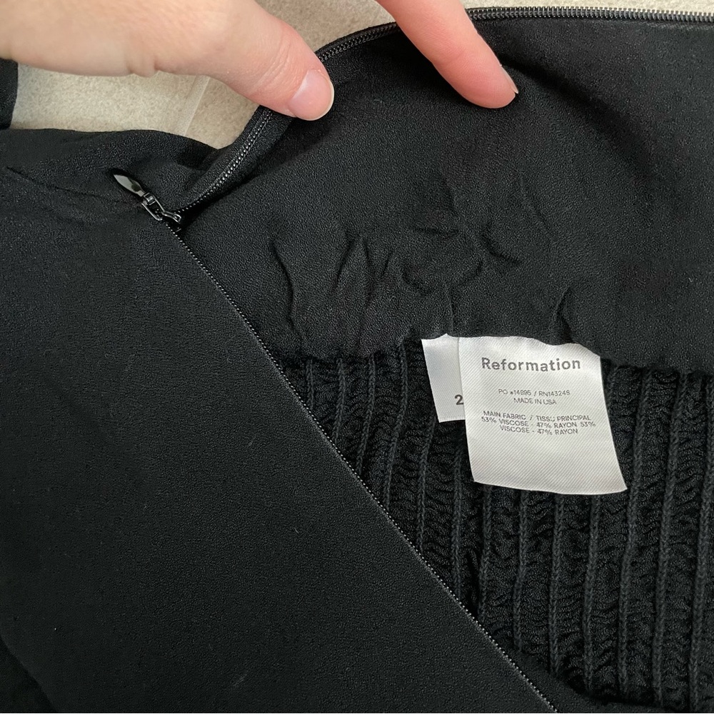 Reformation Black Ana Corset Style Fitted Top Blouse with Puff Sleeves Size 2 - Picture 6 of 8